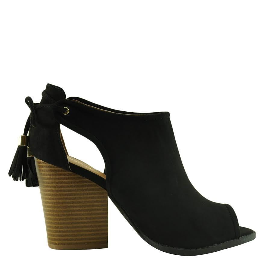 Clothing, Shoes \u0026 Accessories Women's Shoes Women's Shoes Qupid Barnes 105A  Cutout Peep Toe Block Heel Booties Moss *New*