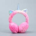 thumbnail image 2 of 4 orejeras de unicornio arcoíris para mujeres y niñas, plegables, cálidas, de felpa suave, cómodas, para exteriores, para invierno, 2 of 5