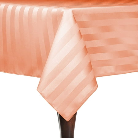 

Ultimate Textile (2 Pack) Satin-Stripe 54 x 120-Inch Rectangular Tablecloth - for Wedding and Catering Hotel or Home Dining use Peach