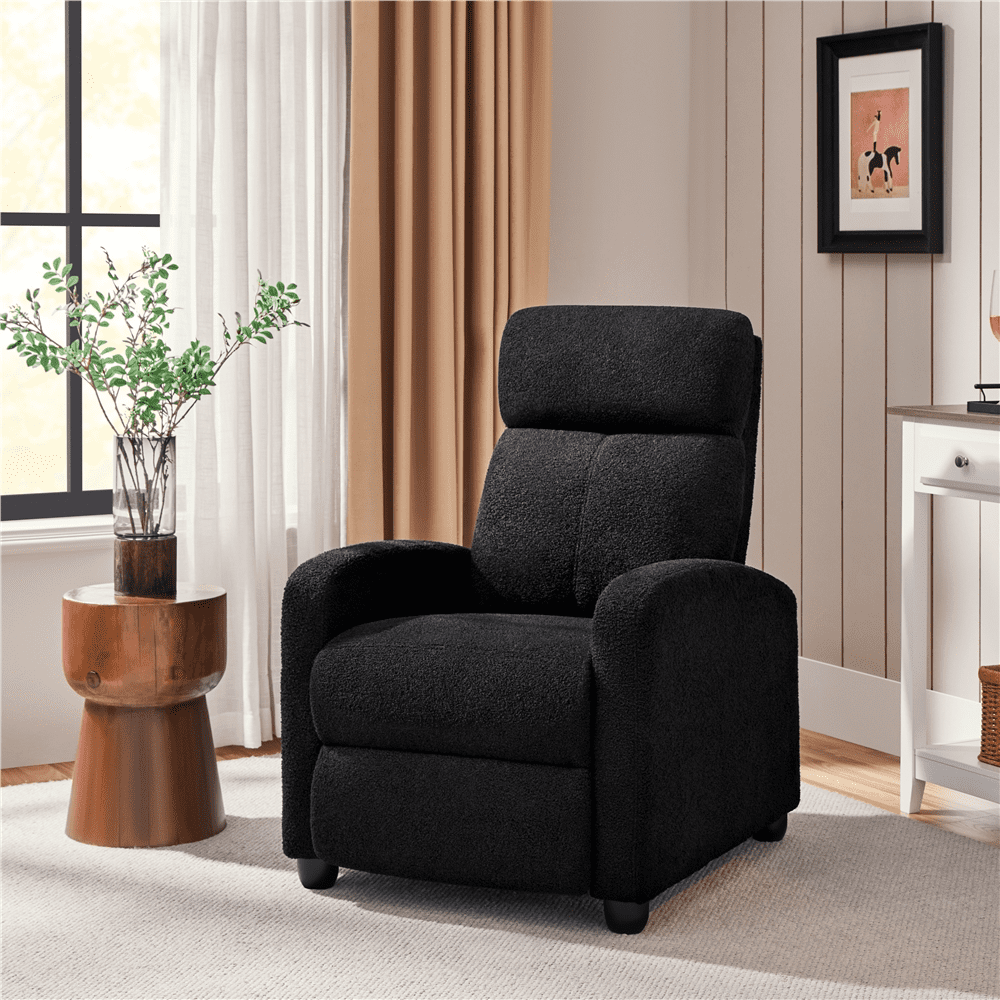 Renwick Adjustable Boucle Recliner Chair with Pocket Springs, Black