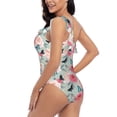 thumbnail image 4 of Gaeub Roses and Butterflies Women's One Shoulder Ruffle Tummy Control Swimwear for Swimming Surfing Beach Party - Small, 4 of 8