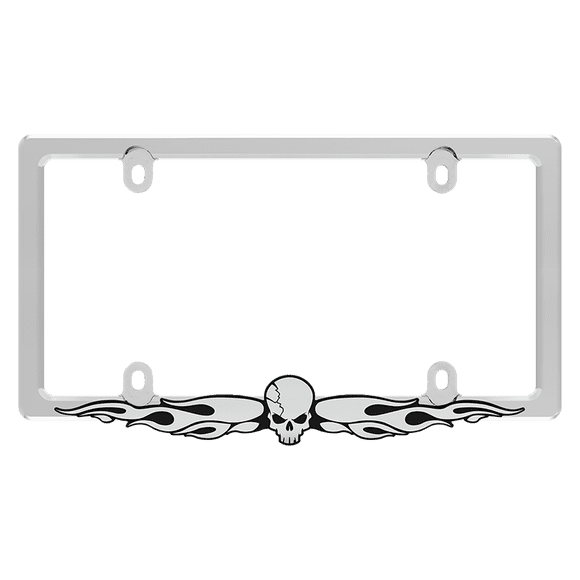 Skull Adjustable Emblem Chrome License Plate Frame