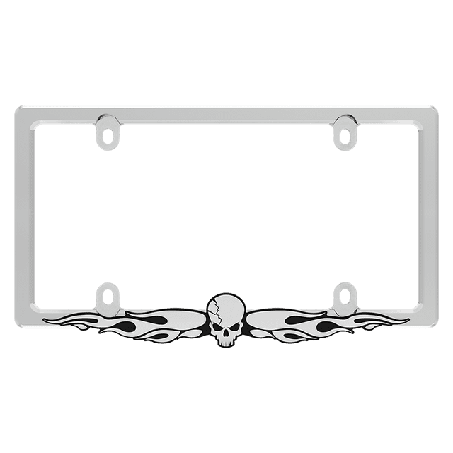 Skull Adjustable Emblem Chrome License Plate Frame