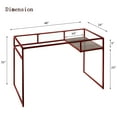 thumbnail image 5 of Tcbosik 48" Home Office Desk with Clear Glass Top and Wooden Shelf, Modern Computer Table Study/Wariting Workstation w/ Metal Frame, Red, 5 of 10