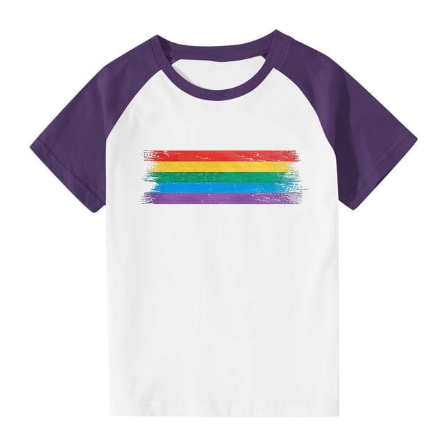 Zpanxa Girls Shirts Color Print Short Sleeve T Shirt Summer Oversized Crewneck Basic Tee With Polyester Spandex 5 Years