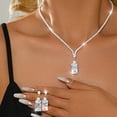 thumbnail image 6 of AEXTO Luxury Iced Out Clear Rhinestone Jewelry Set for Women Solitaire Pendant Necklace, Dangle Earrings, Eternity Band Ring Tennis Bracelet – Silver Tone Sparkly Wedding Party Accessories, 6 of 6