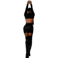 thumbnail image 6 of hirigin Women's Bodycon Mini Dress, Long Sleeve Mock Neck Cutout Club Dress with Metal Chain, 6 of 9