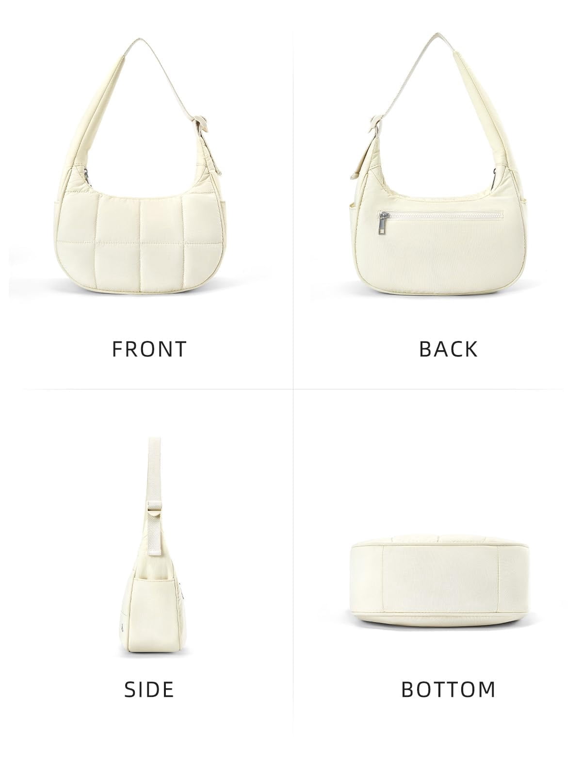 XINLANER Small Crescent Puffer Purse Shoulder Bag for Women Nylon Quilted Purses Bag Adjustable Shoulder Strap Puffy bag