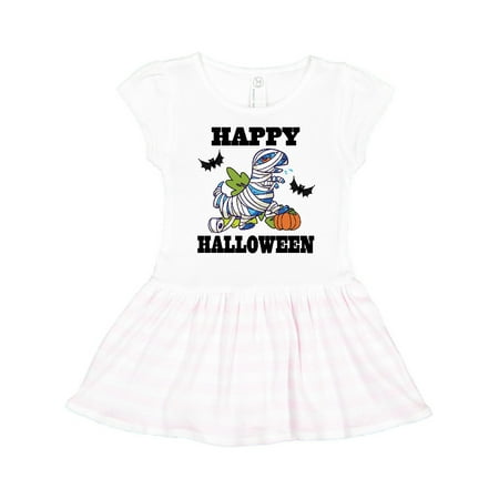 

Inktastic Happy Halloween Mummy Dinosaur Gift Toddler Girl Dress