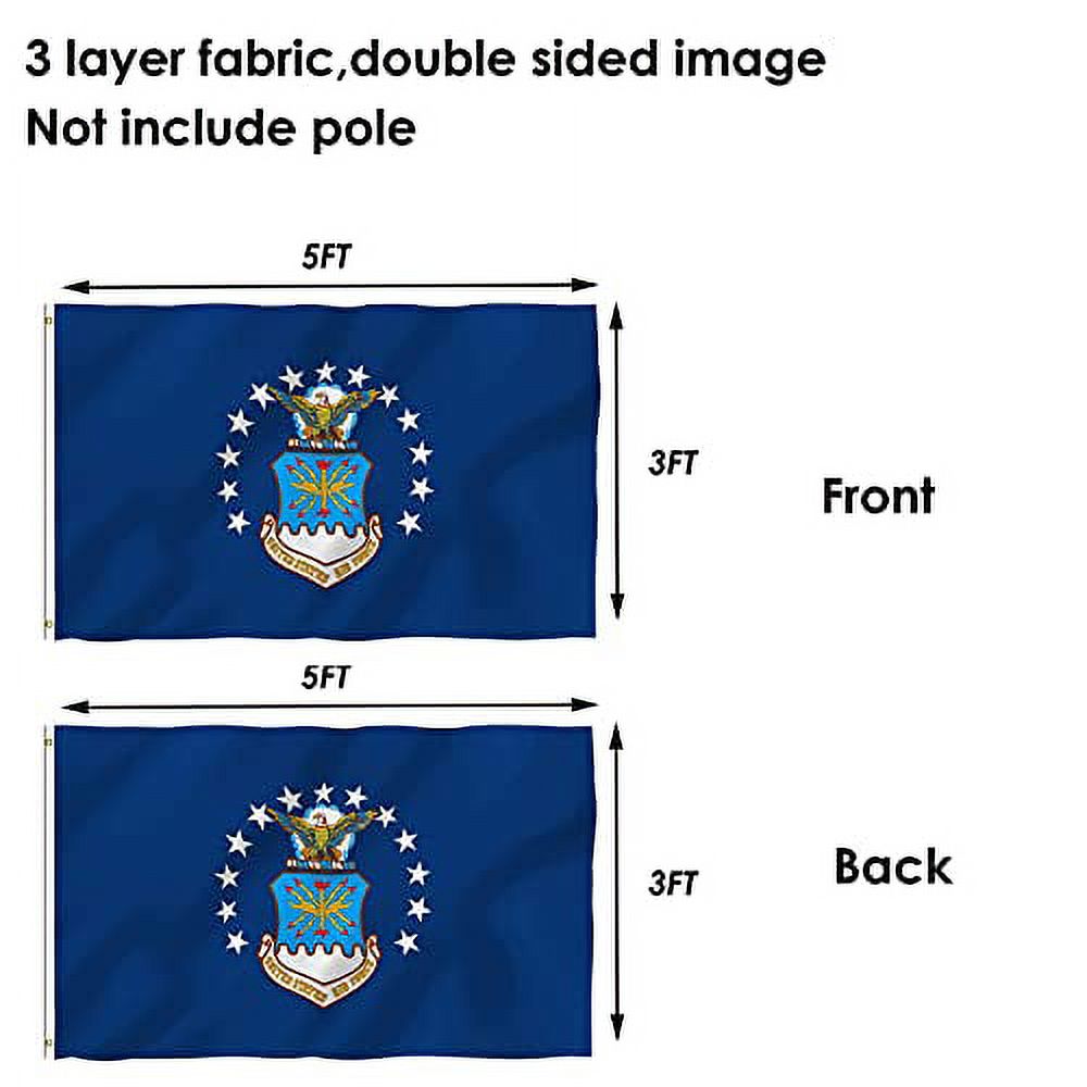 US Air Force Flagge – Doppelseitig, 3x5 Fuß, 3-lagig, Mit 2 Messingösen, Für Indoor & Outdoor
