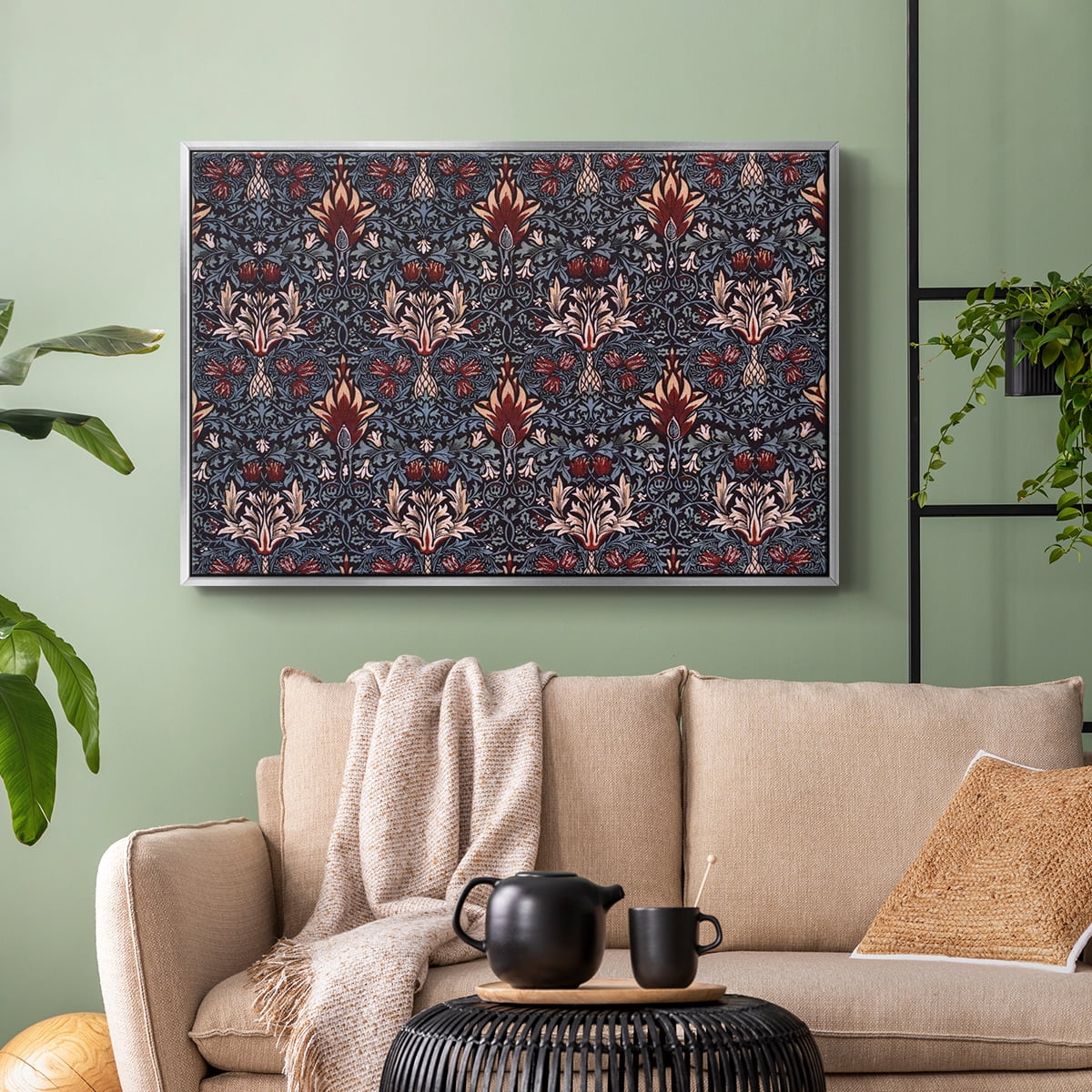 Vintage Abstract Print-LVII Framed in Silver Wood Gallery Wrapped Canvas 17 in. x 25 in.