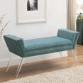 thumbnail image 1 of Inspired Home Turner Velvet Bench Nailhead Trim Acrylic Legs, Slate Blue, 1 of 8