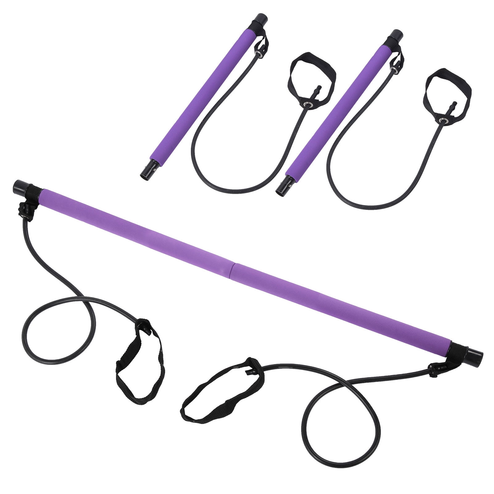 NFTIGB Multifunctional Pilates Bar with Resistance Bands, Portable Yoga Exercise Stick for Home Gym, Core Strength & Full Body Workout, 20 inches / 51 cm