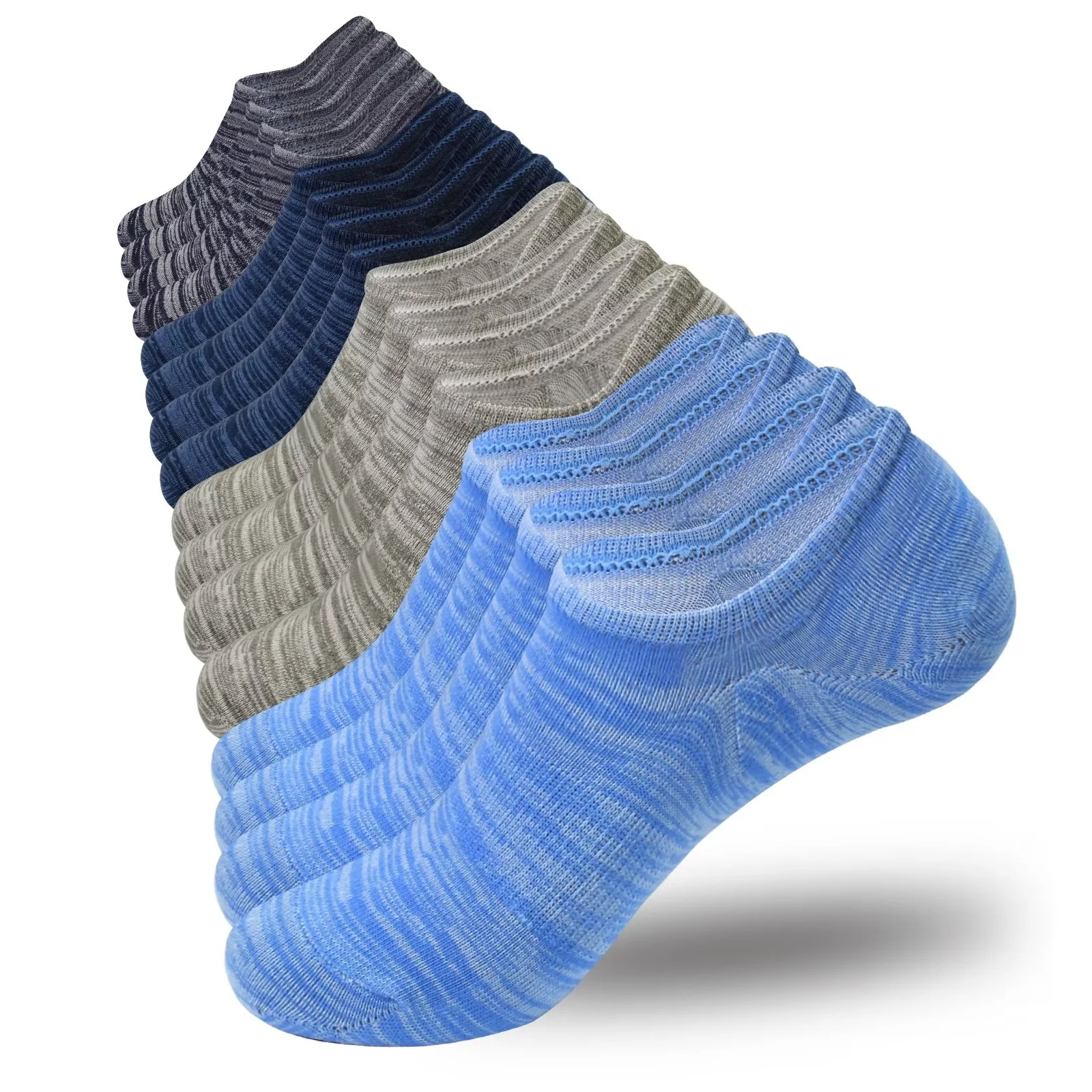 Mens No Show Socks Low Cut Ankle Athletic Socks with Cushion Cotton Invisible Liner Socks 8 Pack