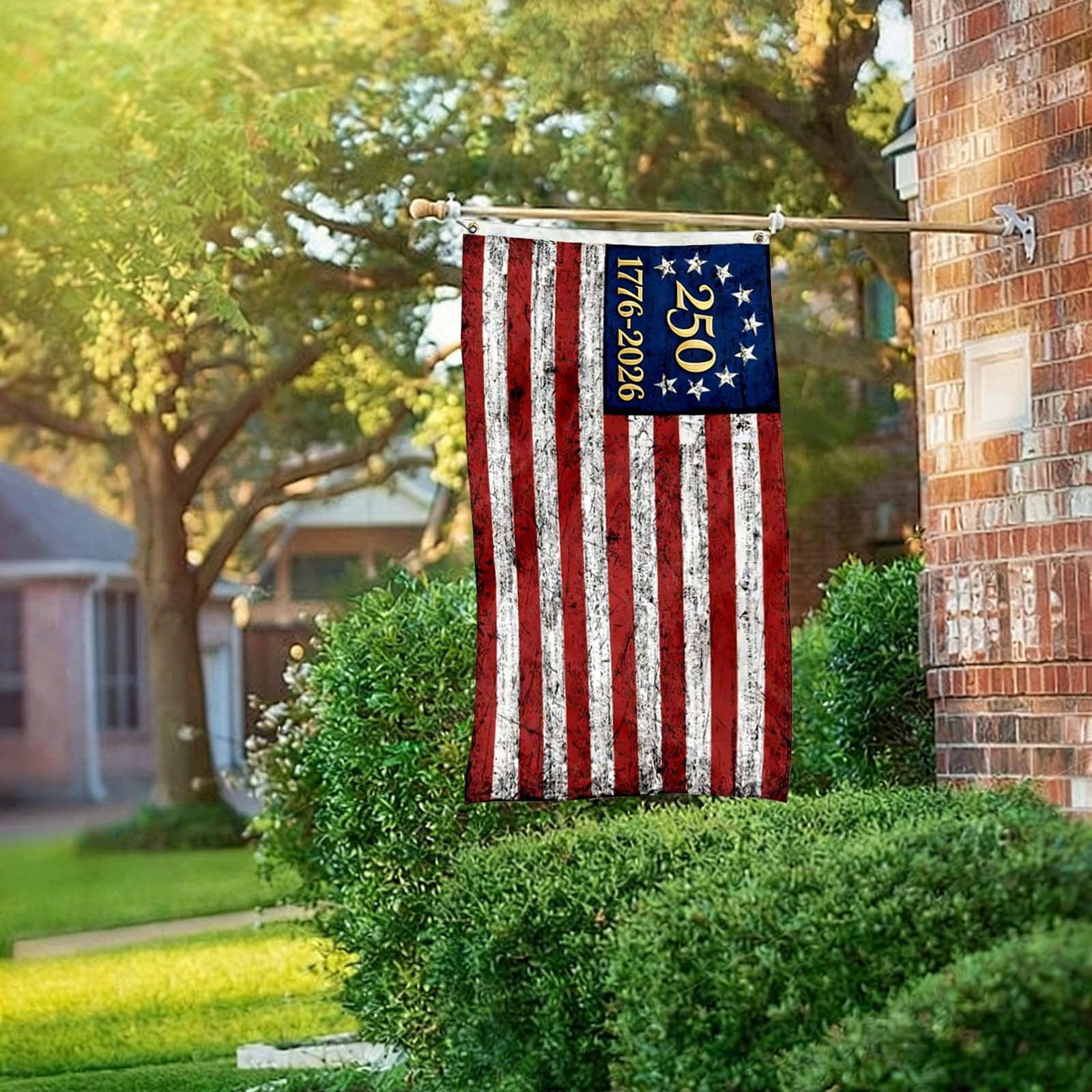 250th Anniversary Commemorative Flag, 3x5 Feet USA Patriotic Flag with Brass Grommets, Weather-Resistant Flag for Outdoor Use, Ideal for Parades, Historical Events, and Yard Displays