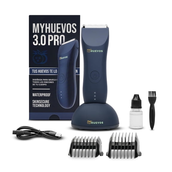 Rasuradora Eléctrica Corporal Inalámbrica MY HUEVOS® 3.0 Pro Waterproof: Potencia y Estilo para un Cuidado Corporal Perfecto (Azul)