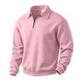 thumbnail image 2 of Domuza Mens Quarter Zip Lapel Collar Pullover Casual Lightweight Fleece Solid Color Comfort Soft Sweatshirt, 2 of 7