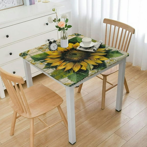 BANET Table Cloth Cover Small Square Table, Oilcloth Tablecloth, Wipeable Tablecloths for Parties Card Table, Coffee Table, , Camping white