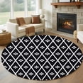 thumbnail image 2 of Minimalist Art Round Rug 7ft Washable Circle Rugs Non Slip Boho Abstract Floral Lattice Black Large Area Rug Indoor Floor Carpet for Bedroom Kitchen Living Room Home Office Dining Room Nursery, 2 of 9