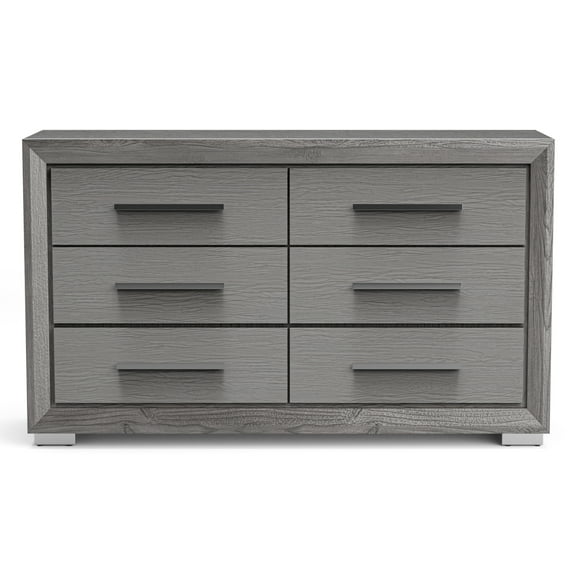Furniture of America Lima Transitional 6-Drawer Adult Dresser, Gray
