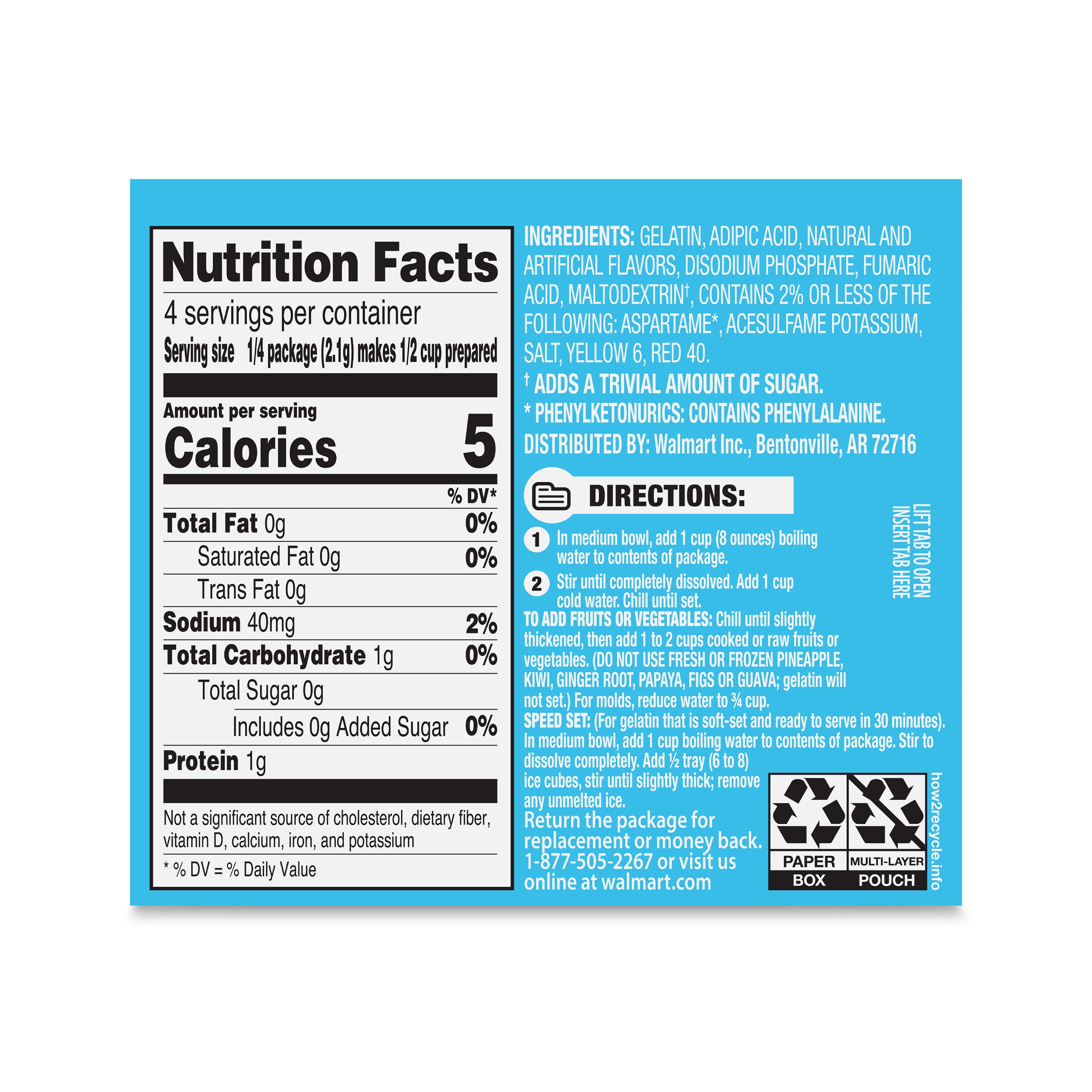 (6 pack) Great Value Sugar Free Orange Gelatin, 0.3 oz
