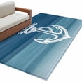 thumbnail image 2 of 3'x5' Area Rugs, Nautical White Anchor Indoor Outdoor Area Rug for Living Room Bedroom, Blue Gradient Ocean Abstract Washable Bathroom Rugs Kitchen Floor Carpet Mats Home Decor Aesthetic, 2 of 8