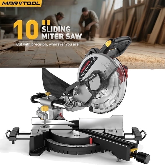 Anqdy 10-inch Sliding Compound Miter Saw Power Saw Cutting Wood Dust Mitre Saw