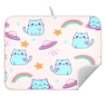 thumbnail image 3 of Cat Alien Spaceship Pentagram Rainbow Pattern Drying Dish Mat Quick Drying Absorbent Soft Durable for Kitchen 16" x 18", 3 of 10