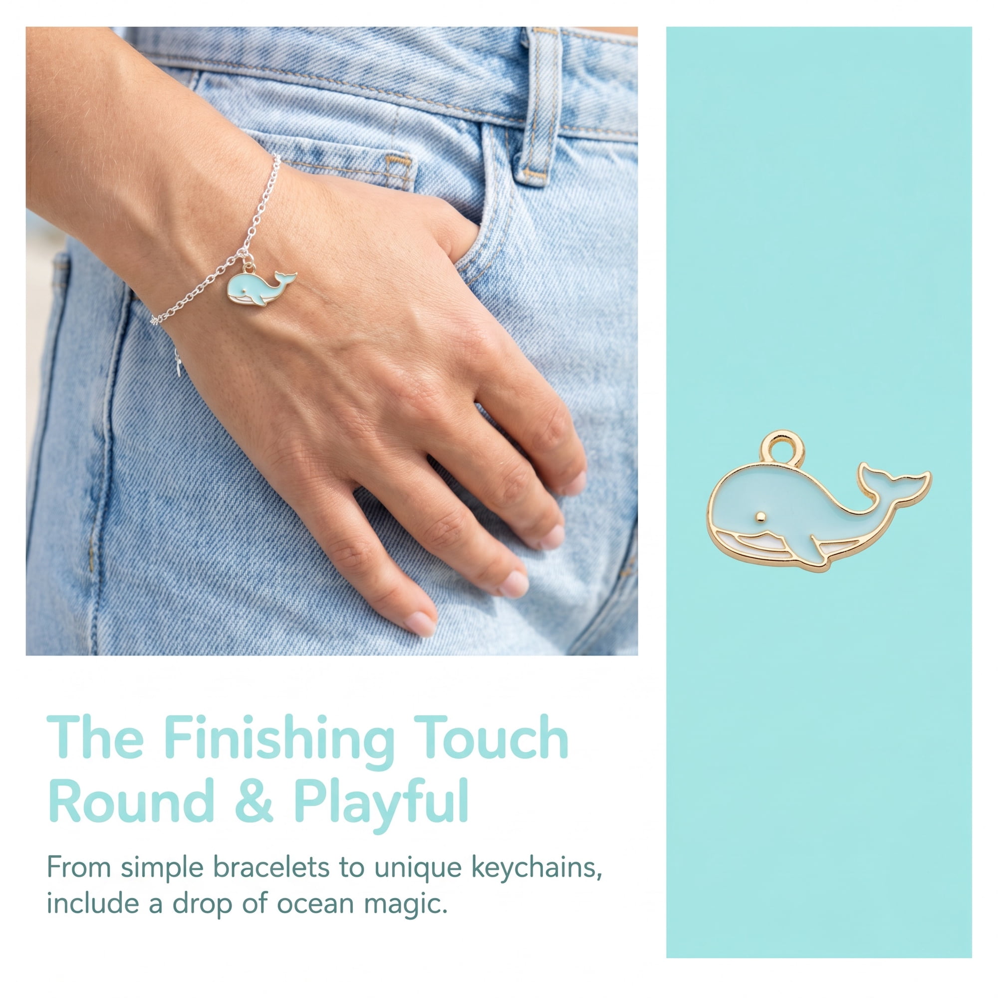 YUYUETIME 20Pcs Blue Alloy Whale Pendant Charm for Necklace Bracelet and Craft Decoration