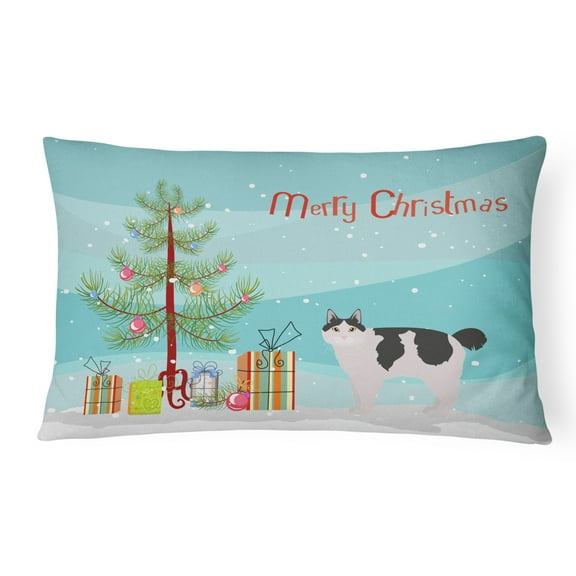 Carolines Treasures CK4641PW1216 Kurilian Bobtail 2 Cat Merry Christmas Canvas Fabric Decorative Pillow, 12H x16W,