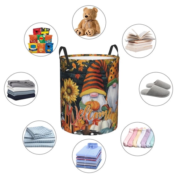 Picia Welcom Fall Large Laundry Basket, Waterproof, Freestanding Laundry Hamper, Collapsible Tall Clothes Hamper with Extended Handles-Small