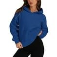 thumbnail image 5 of Xcmzpl Women's Hoodies Basic Solid Color Hooded Sweatshirt Trendy Pullover Tops Comfort Long Sleeve Shirts Fall Clothes, 5 of 9