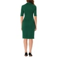 thumbnail image 3 of INSPIRE CHIC Women's Vintage Bodycon Turndown Collar 1950s Pencil Dresses XS Green, 3 of 5