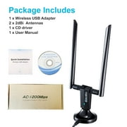 1200Mbps USB WiFi Adapter for Desktop or PC, TSV Dual Band 2.4G/ 5G AC Wireless Network Card Dongle with 5dBi High Gain Antenna for Desktop Laptop PC Support Windows 11/10/8/7/XP/Vista, Mac OS