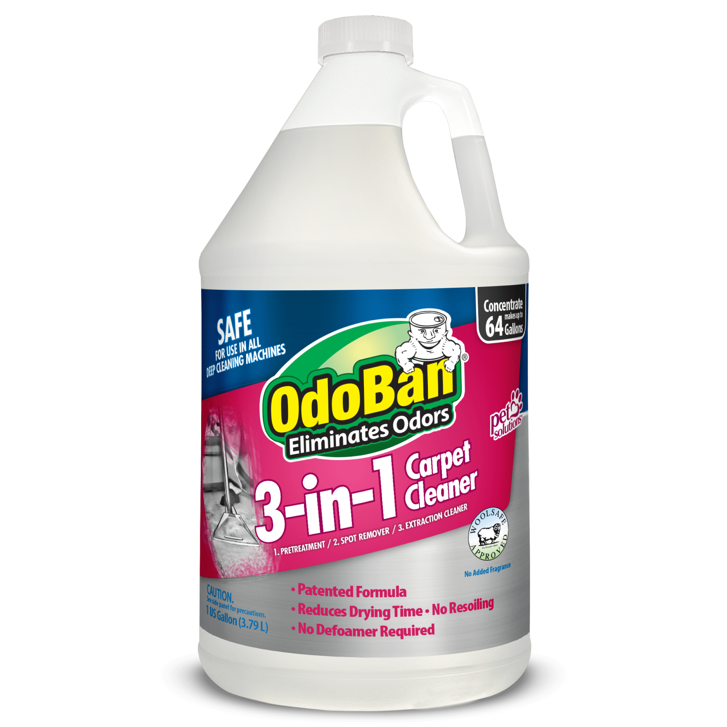 (3 pack) OdoBan 3-in-1 Carpet Cleaner Concentrate, 1 Gallon