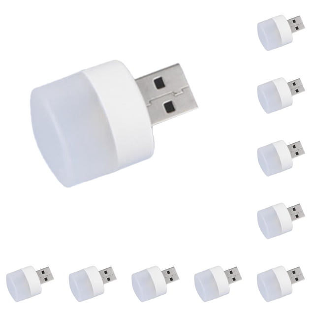 Moyic Lámpara de enchufe USB 6500K 1A Lámparas de libros móviles Artesanía Ronda Dormir Resistencia al desgaste Luz de lectura Luz blanca Luz blanca 10Conjunto