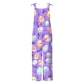 thumbnail image 6 of Feancey Holiday Rompers for Women Happy Easter Linen Bib Overalls Cute Eggs Graphic Sleeveless Wide Leg Rompers Comfy Loose Onesie with Pockets Multicolor S, 6 of 6