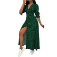 thumbnail image 5 of ChaoHeng Womens Summer Dresses Striped V Neck Drawstring Waist A Line Mini Short Sleeve Tunic Dress Green S, 5 of 6