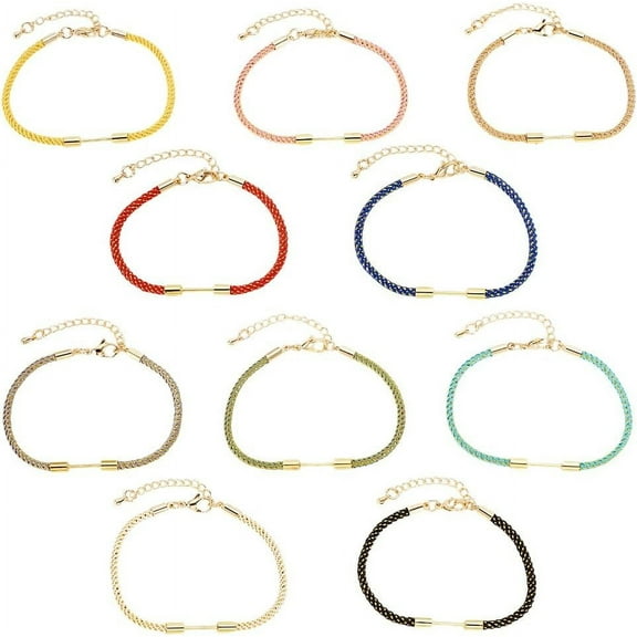 10 Pcs Adjustable Slider Bracelet 10 Colors Nylon Twisting BraceletCord Bracelets Adjustable Friendship Bracelets with Metal Findings for DIY Crafting Jewelry Making for DIY