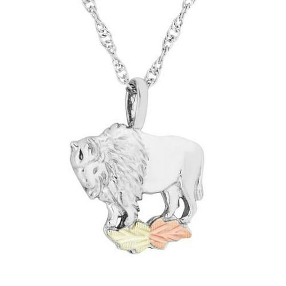 Black Hills Gold on Silver Buffalo Pendant