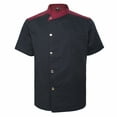 thumbnail image 1 of TOPTIE Manteau de Chef Unisexe à Manches Courtes, Veste, Noir à Boutons-Pression, 1 of 8