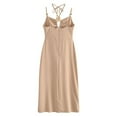 thumbnail image 3 of Floral Dresses for Women Ladies Sleeveless Solid Neck Hollow Chest Tube Top Style Suspender V-neck Dress Loose Flowy Beach Sundress, 3 of 3