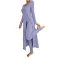 thumbnail image 1 of Zhanying Ensembles en Tricot Deux Pièces Femme Automne Tendance Décontracté Robe Longue à Manches Longues Col Rond Haut Fendu en Tricot Côtelé Doux et Pantalon Violet P, 1 of 5