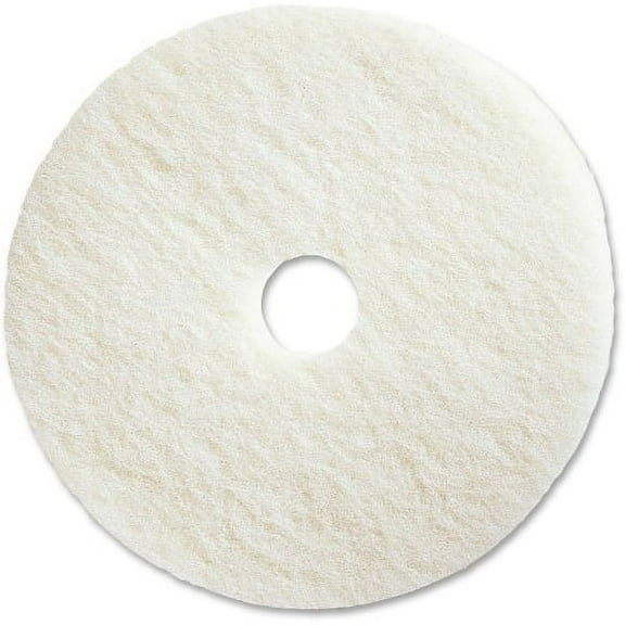 Genuine Joe Polishing Floor Pad 20" Diameter - 5/Carton x 20" Diameter x 1" Thickness - Fiber - White