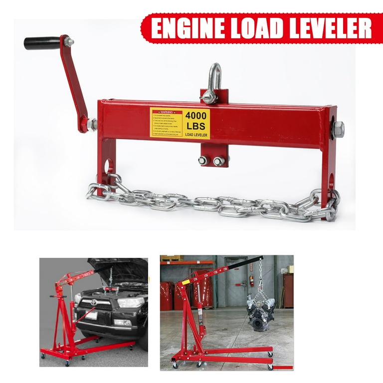 SUDEG Heavy Duty 2 Ton / 4000lbs Engine Hoist Load Leveler Shop Crane  Cherry Picker with 2 Chains