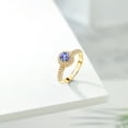 thumbnail image 4 of Gem Stone King 18K Yellow Gold Plated Silver Blue Tanzanite and White Moissanite Engagement Ring for Women (1.02 Cttw, Round 5MM, Available in Size 5, 6, 7, 8, 9), 4 of 6