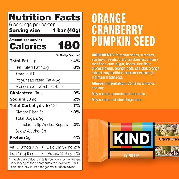 KIND Bars Seeds, Fruit and Nuts Variety Pack, Strawberry, Dark Chocolate Raspberry and Orange Cranberry, Good Source of Fiber, 5g Protein, Gluten Free Snack Bars, 18 Count