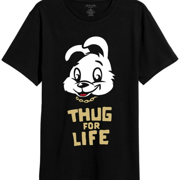 Elevenparis Mens Thug For Life Graphic T-Shirt, Black, Small