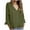 Army Green, variant on Admvng Women Blouses V-neck Solid Color Imitation Linen Fall and Winter Lace 3/4 Length Sleeve Women's Clothing S-2XL