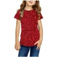 thumbnail image 5 of Atogsazn Kids Boys Girls Sequin T Shirt Children Casual Short Sleeve Pullover T-shirt Fashion Clothes Red 3-4 Years, 5 of 5